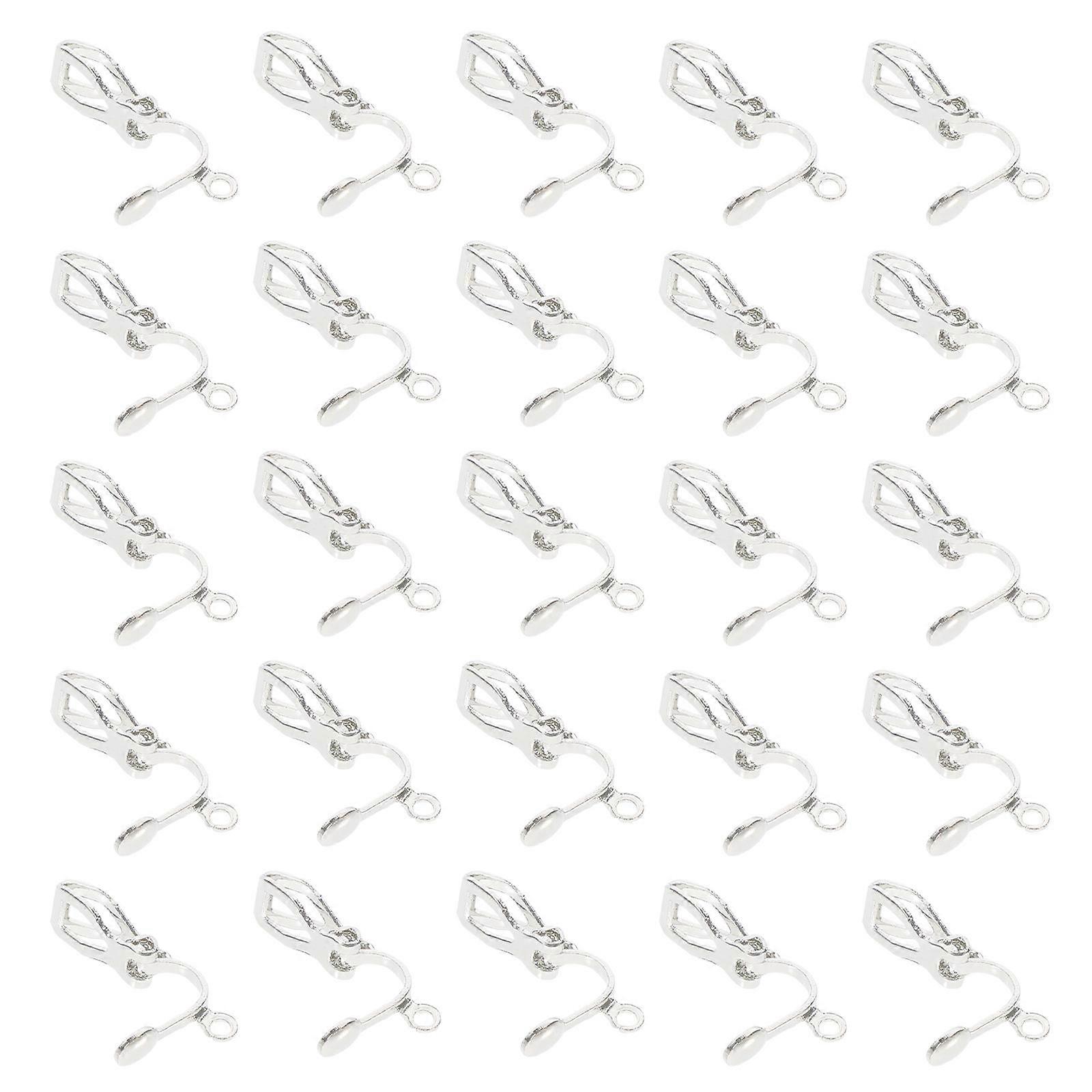 Clip-on Earring Base Silver for Safe Ear Clips DIY Use 100Pcs