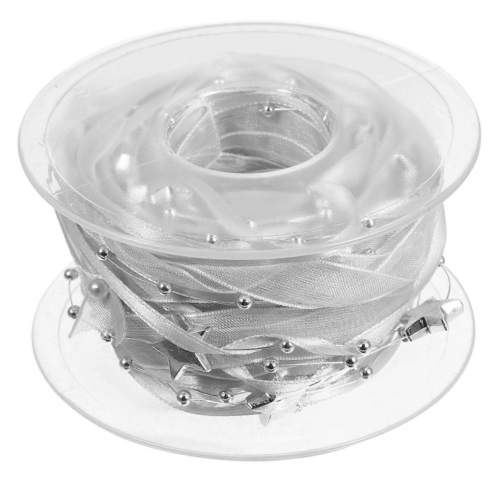 Silver Christmas Bead Ribbon for Tree Decoration 1 Roll
