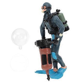 Fish Tank Decor Diver Resin Ornament for Aquarium 1 Piece Blue