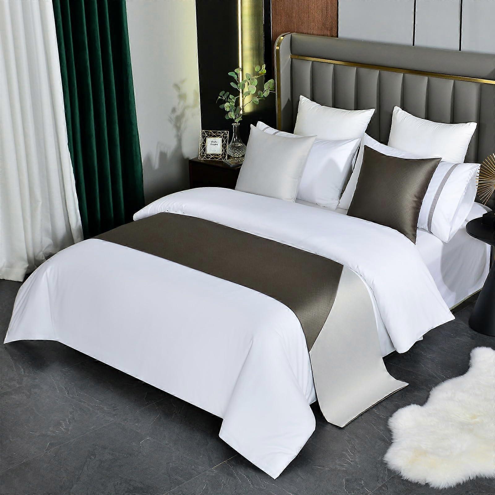 Floral Bed Runner Coffee Patchwork Design Soft Silky Fabric for Twin Bed AllSeason Use