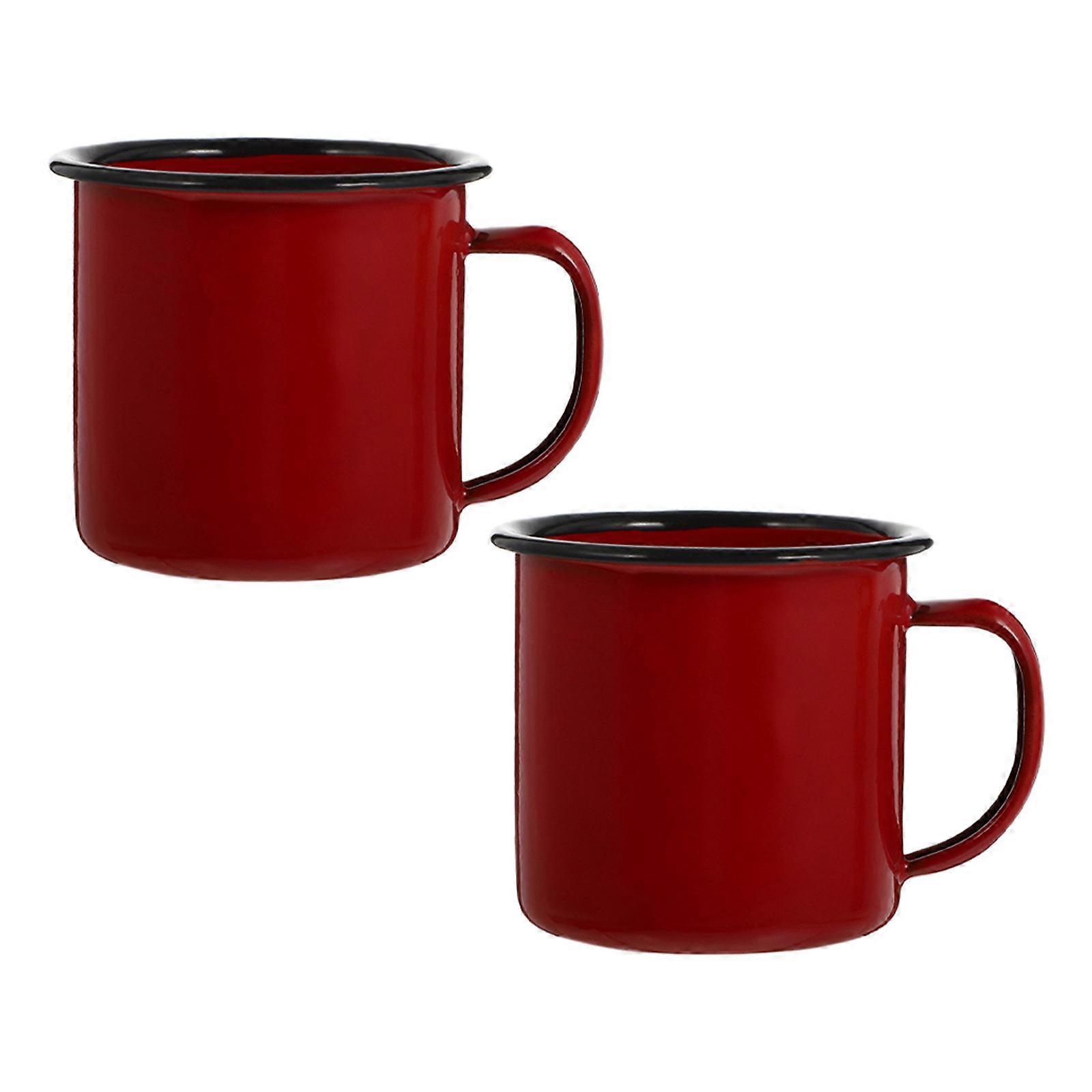 Household Milk Mug Vintage Coffee Cup Multi-Function 2Pcs Red Cups