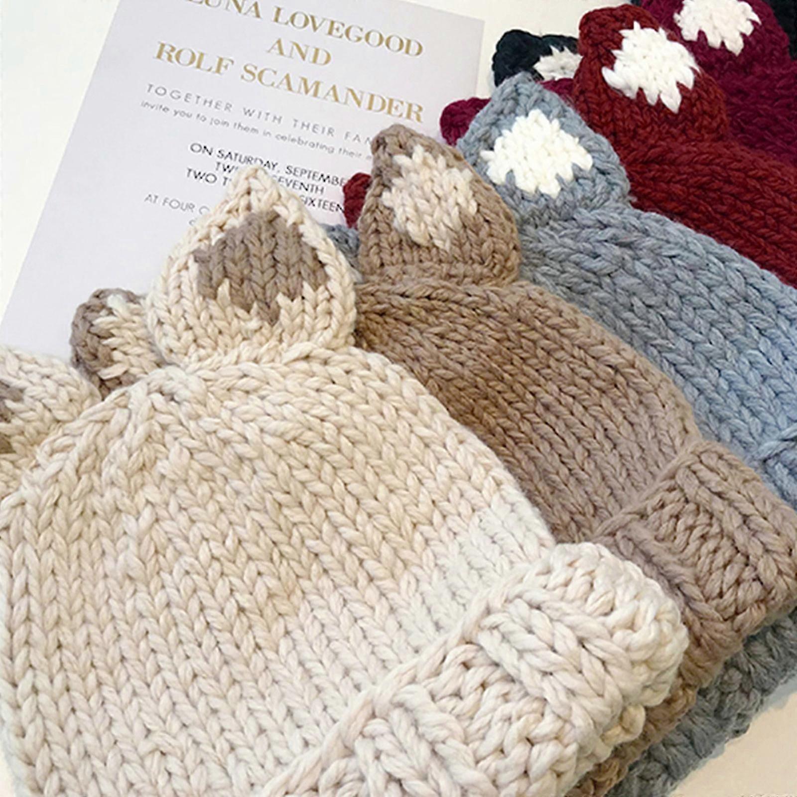 Trendy Sweet for Cat Ears Beanie Hat All-match Woolen Hat Knit Hat Gift for Christmas New Year Thanksgiving Valentine's Gray