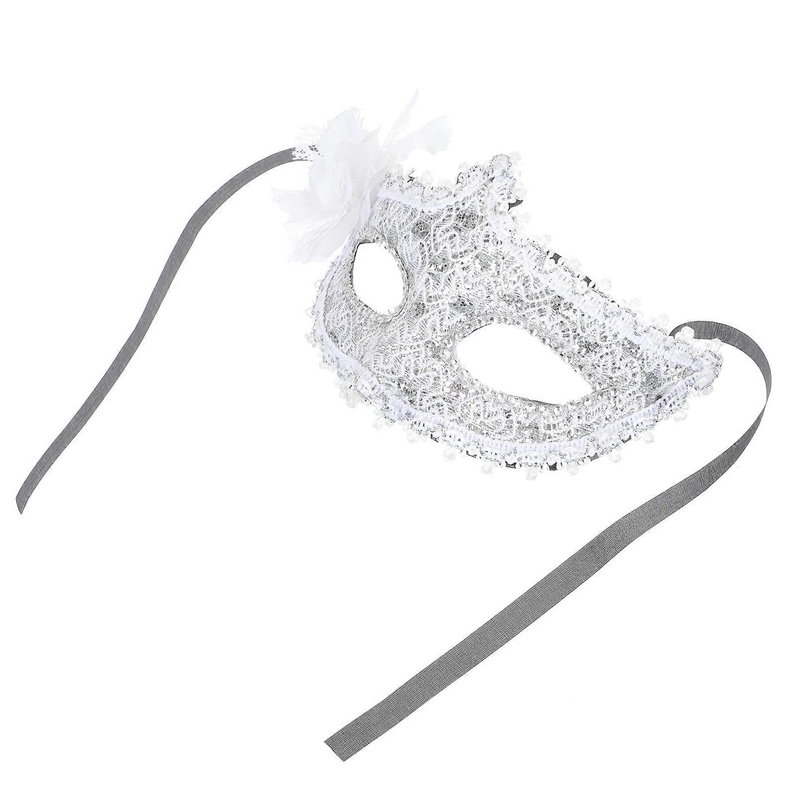 Chic Lace Mask For Women Stage Performance Accessory Silver 1Pcs