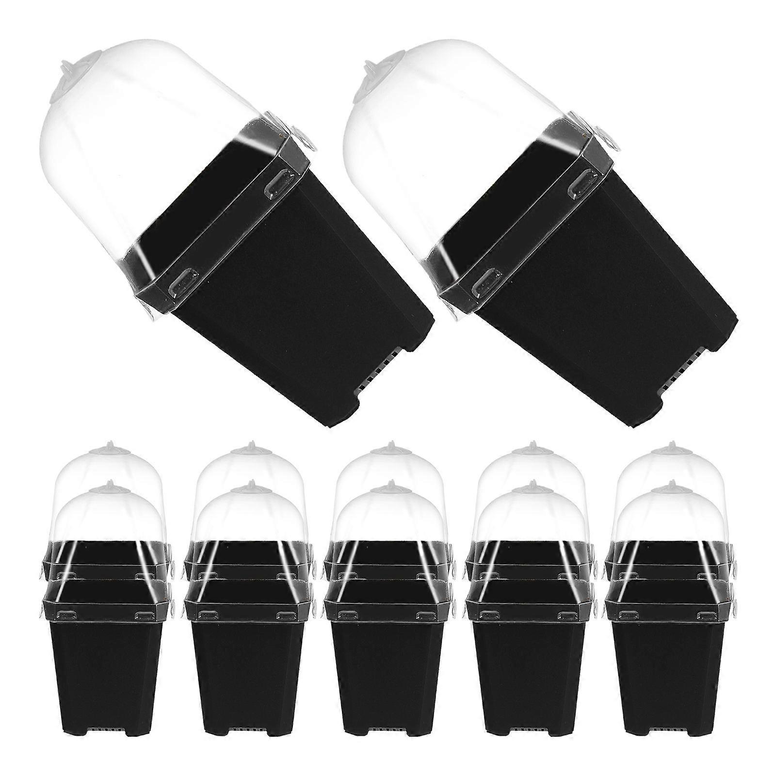 Nursery Pot Plastic Planter for Succulent Gardening 12Sets with Dome