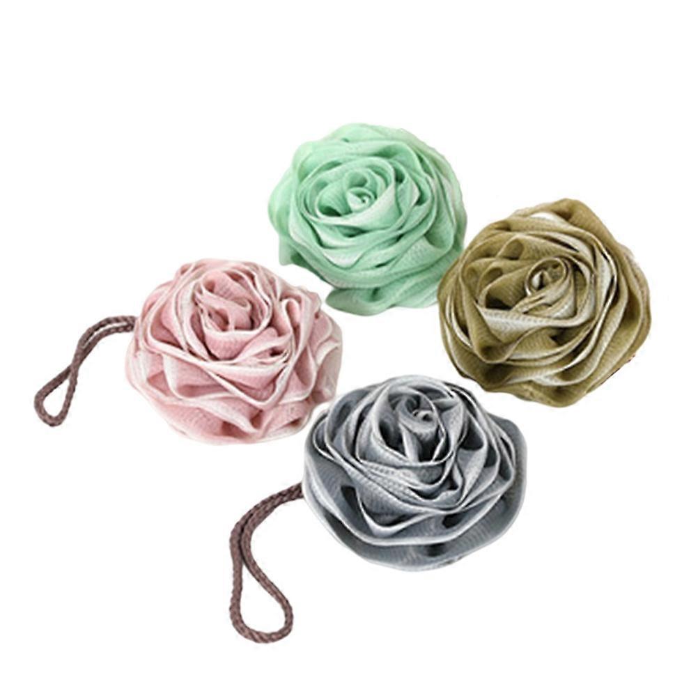 Rose Shaped Bath Ball for Skin Scrubbing 4Pcs Comfortable Set