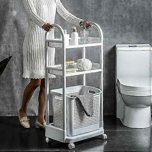 Rolling Utility Cart with Silent Lockable Wheels, White MultiLayer Storage for Home and Office