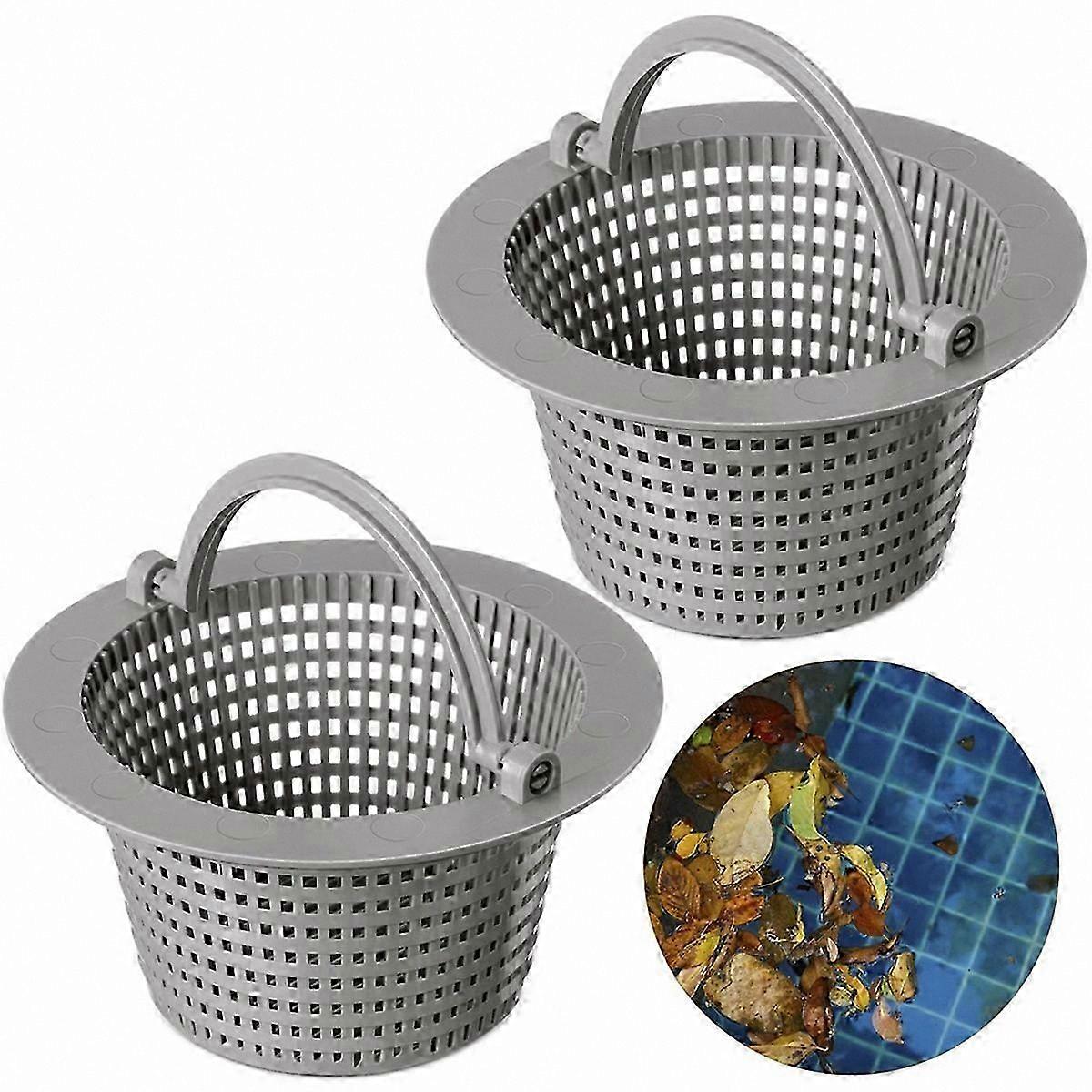 2-Pack Pool Skimmer Baskets with Handles, Replacement Filter for Leaf Removal in Swimming Pools