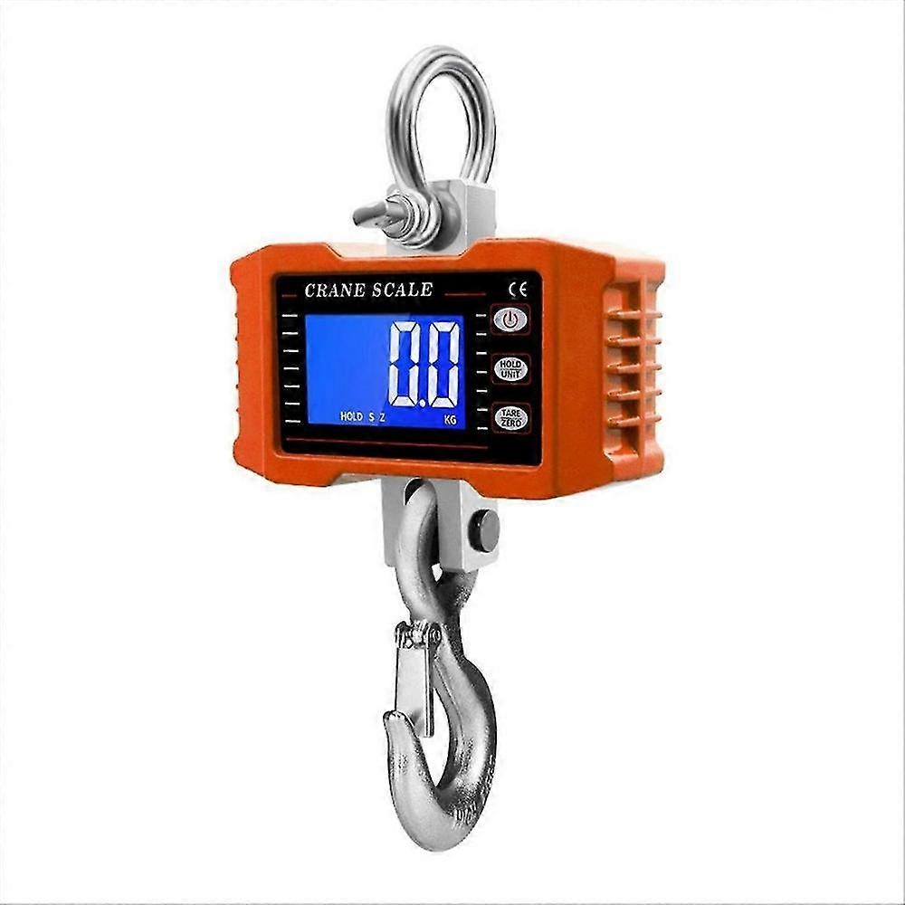 Orange Digital Crane Scale with Backlit Display, 1000kg Capacity