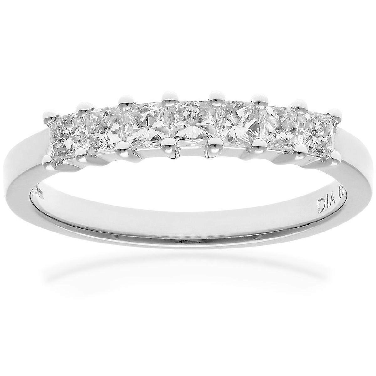 Jewelco London 18K 白金公主号 1/2 克拉钻石 7 颗共享爪半永恒戒指 2 毫米