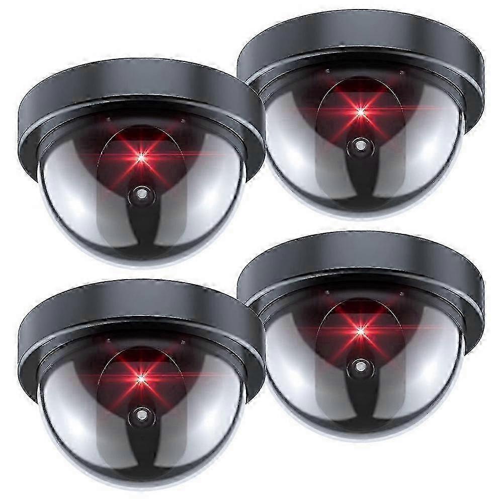 Dummy Security Camera with Red LED Light, Realistic Wireless Surveillance System for Home & Outdoor (4-Pack)