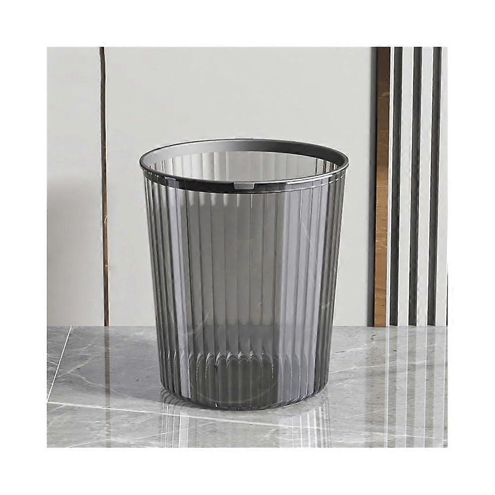 Black Plastic Trash Can with Pressure Ring Wastebasket for Kitchen Office Small Garbage Bin