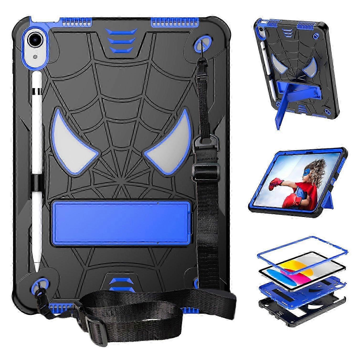 Protective Case for iPad 10.9 (2022) Tablet Cover Spider Style PC Kickstand Shell with Strap