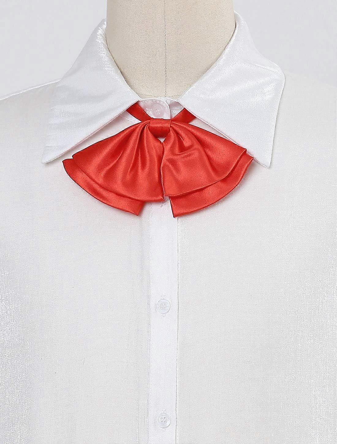 Women's PreTied Neckties Bowknot Solid Adjustable Casual Uniform Bowtie  Red  One Size