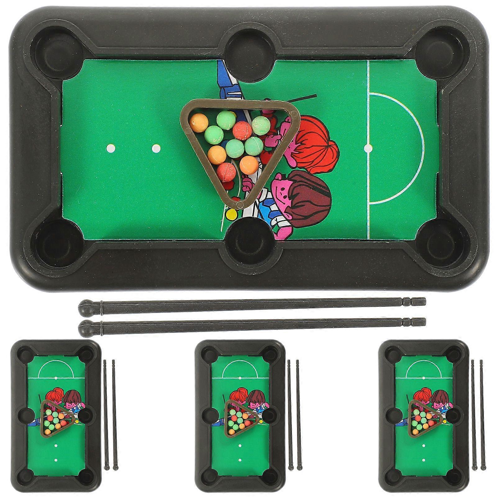 4 Sets Mini Pool Table Game Billiards Table Pool Table Set Portable Tabletop Games