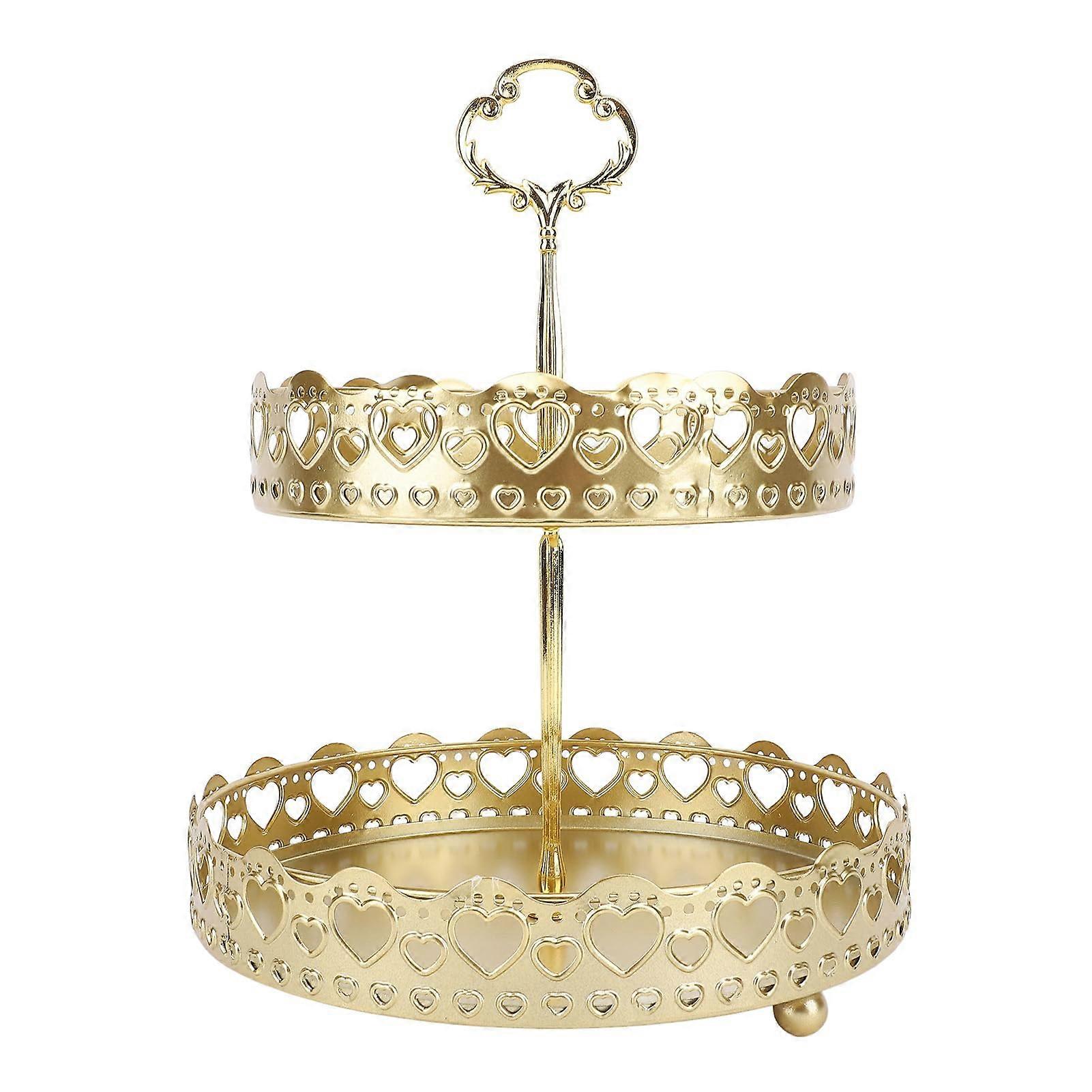 Large Capacity 2 Tier Serving Stand with Stable Metal Structure for Fruit and Desserts