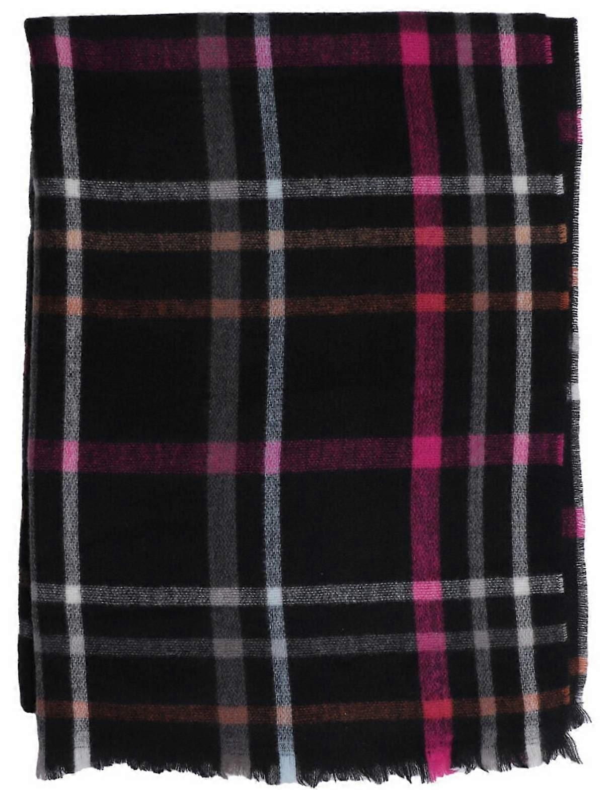 Zelly Check Blanket Scarf - Black/Pink