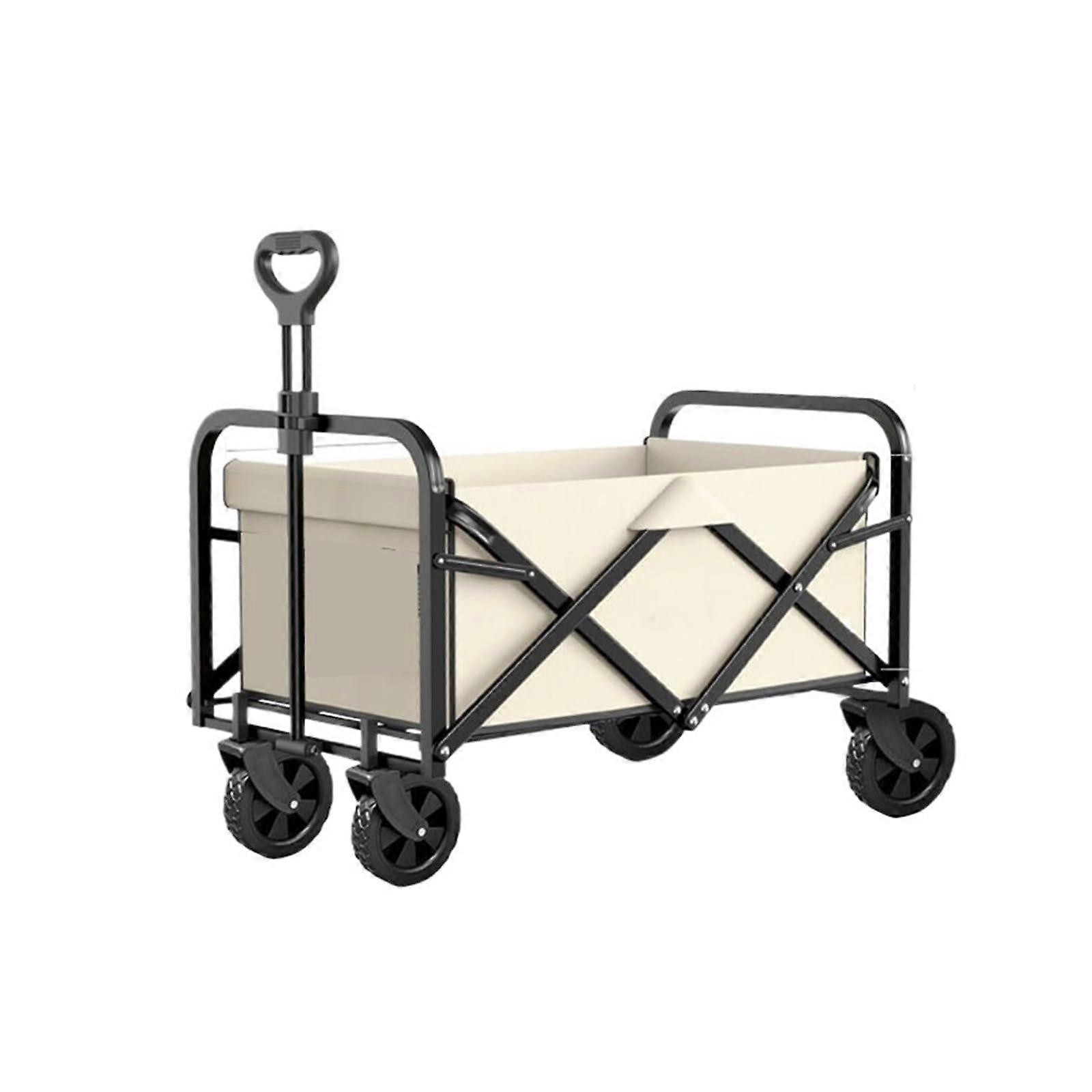 Portable Utility Cart Khaki Compact Foldable Design for Easy Mobility and Space Saving Storage