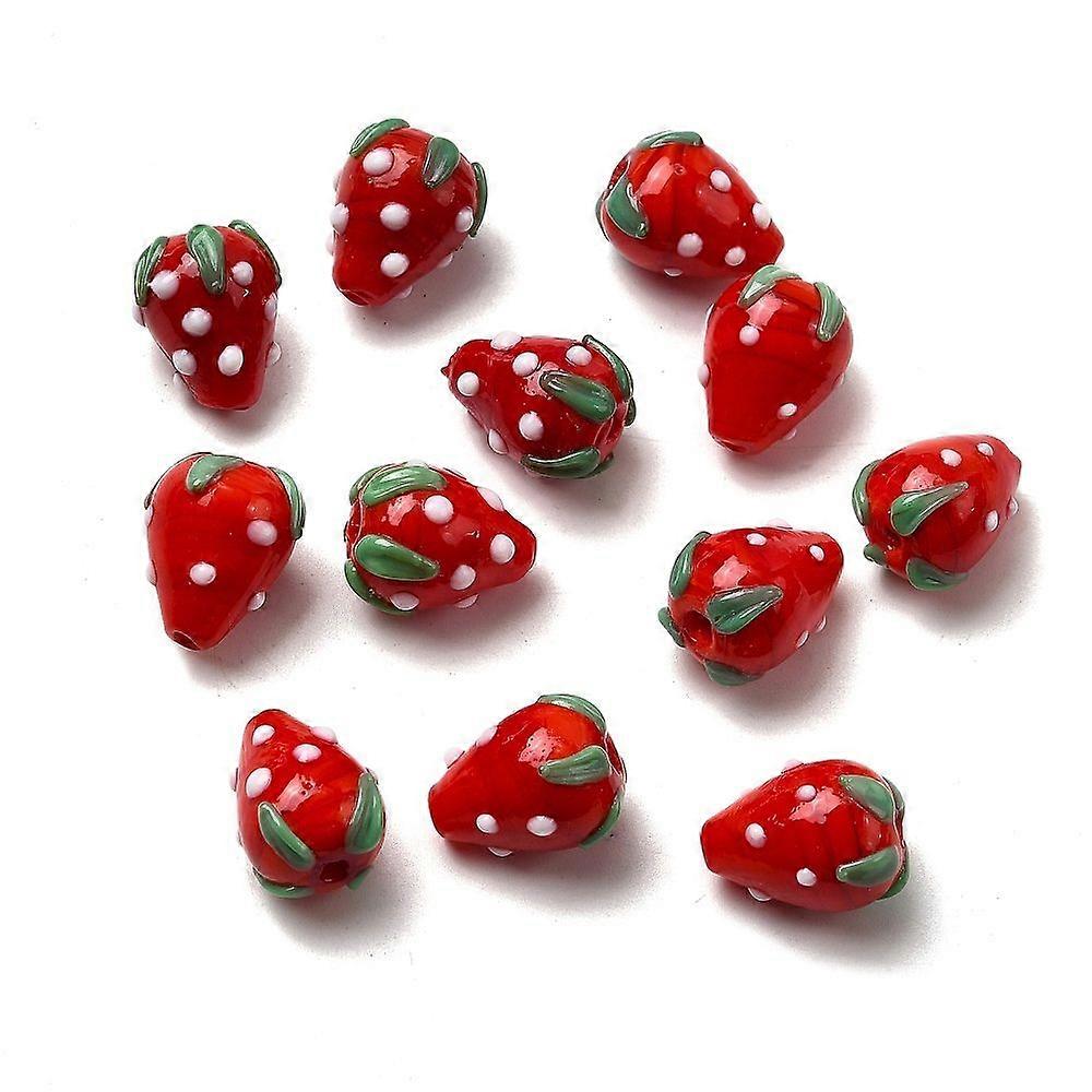 Lampwork Beads 3D Strawberry Red 15x11mm