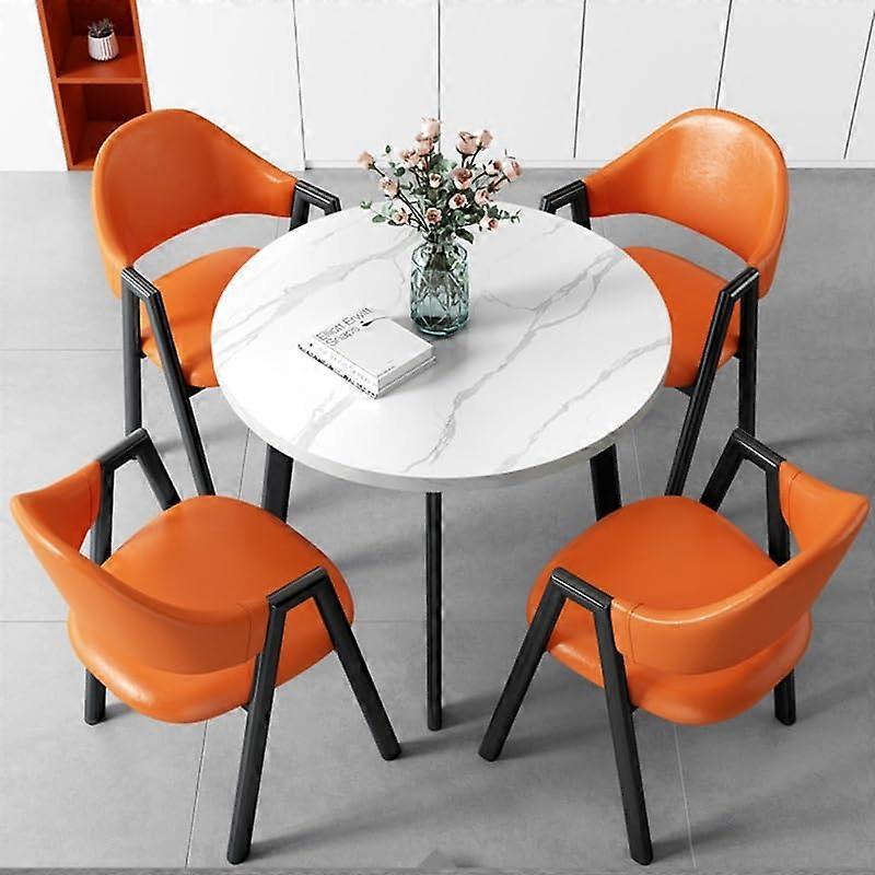 Small Round Table and Chair Set, Space Saving Design for Office Reception and Small Balcony, BlackA05