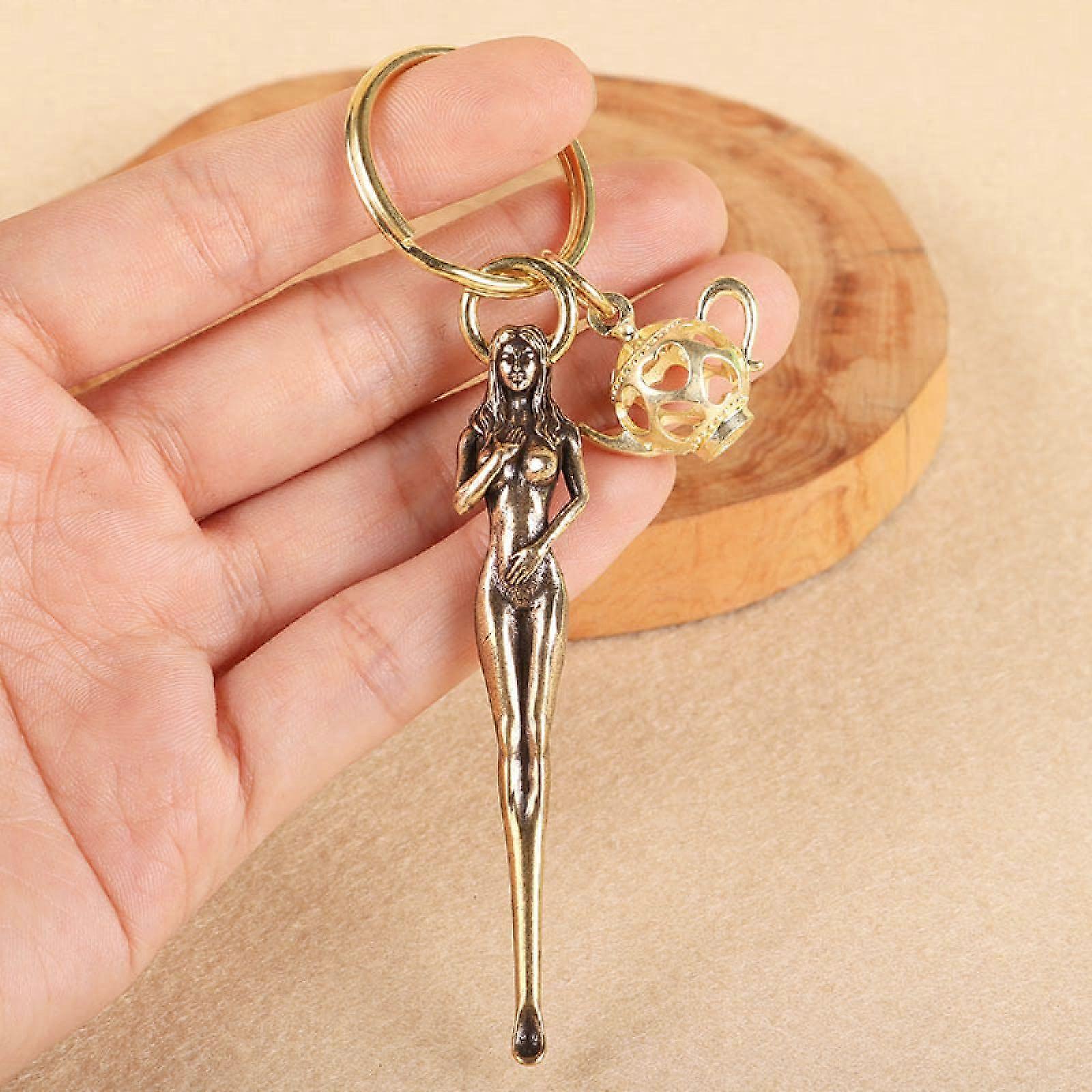 Vintage Copper Ear Scoop Keychain Dual Use Solid Copper Ear Pick Cleaner Tool for Men Gift