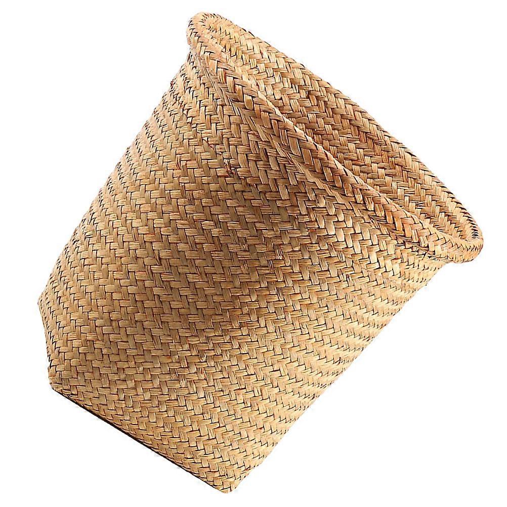 Straw Woven Bin Rustic Style Storage Organizer For Laundry Room 1Set