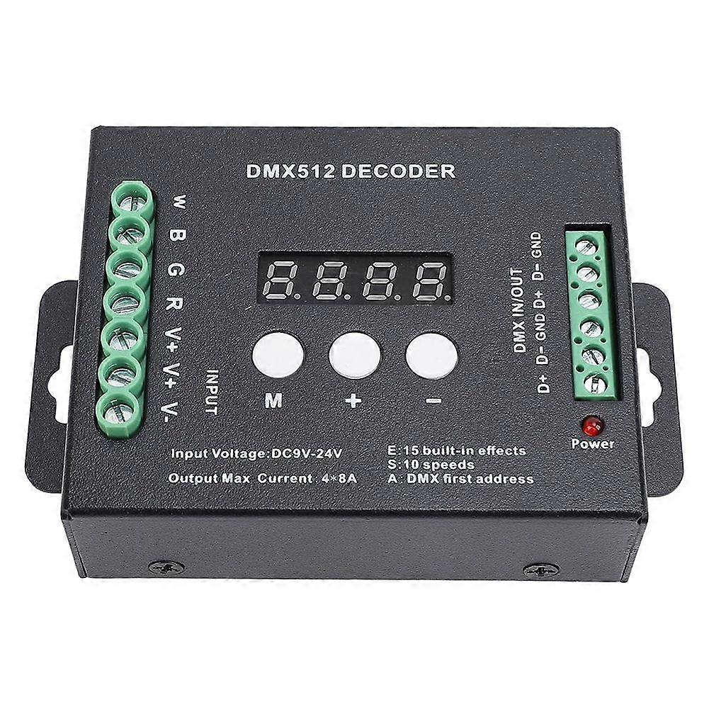 LED Decoder, DMX512 RGBW Controller, 15 Built in Lighting Effects, for Stage Lighting Module, RGBW, DC9V DC24V