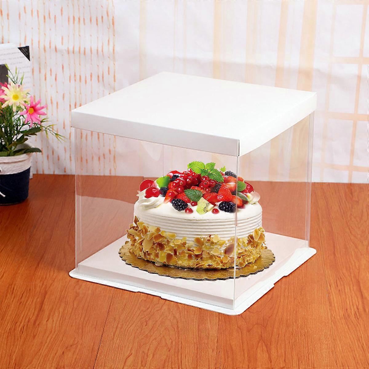 Cake Packaging Box for Cake Wrapping 4Pcs White Transparent Packaging Box