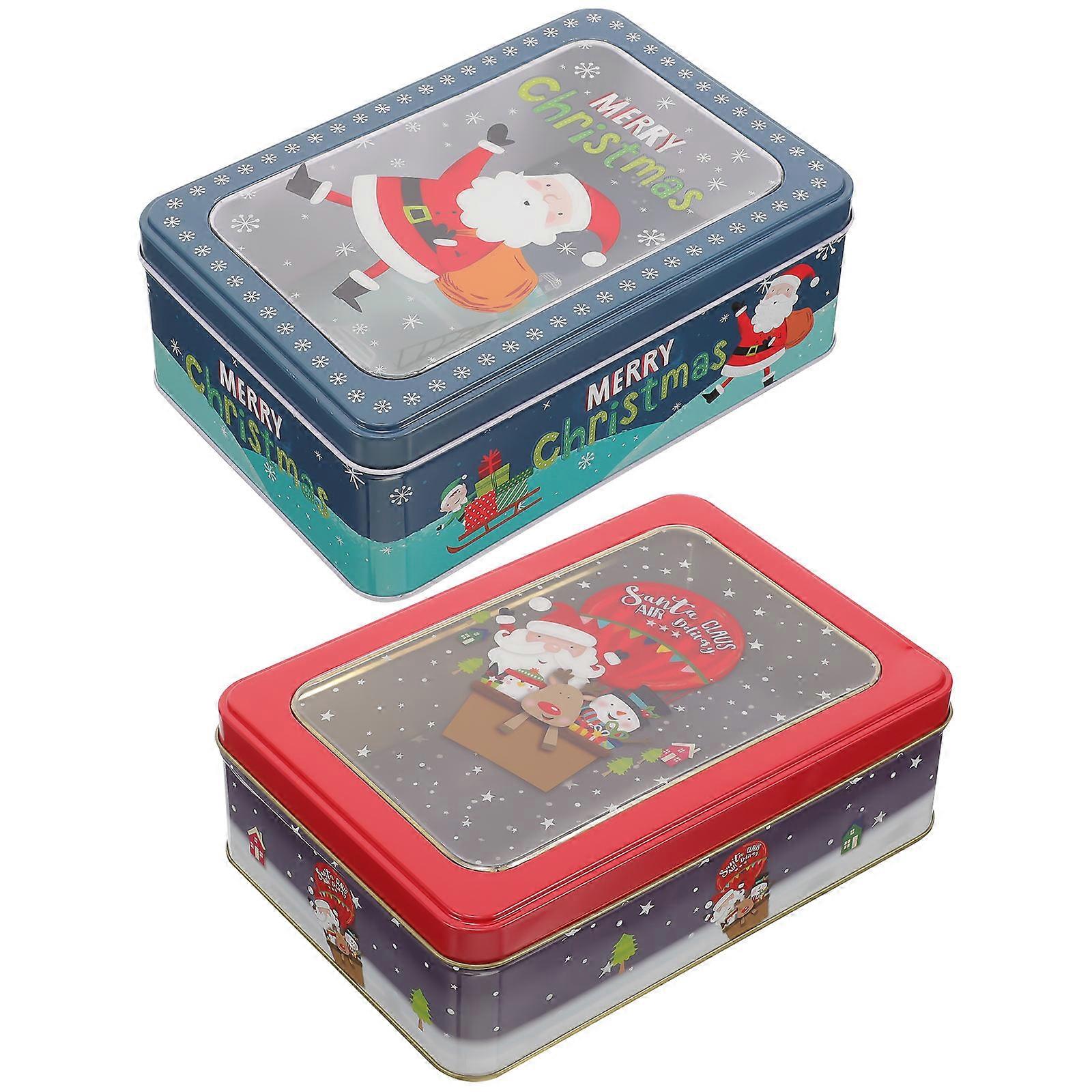 Christmas Candy Box Iron Storage Boxes for Storage 2Pcs Pack