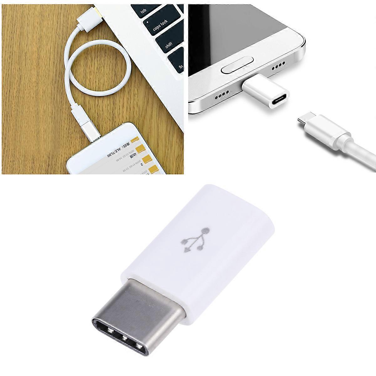 USB Type C Adapter for Phone Charging White Micro USB Connector