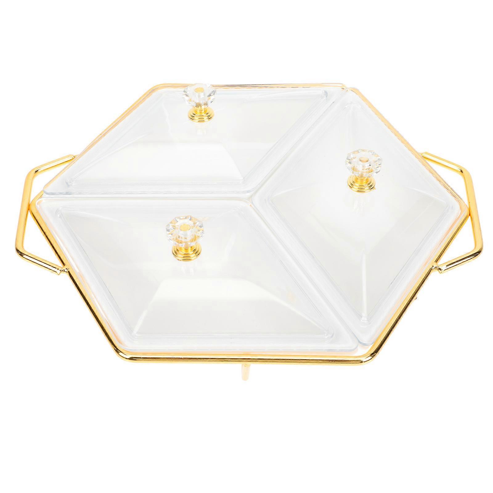 Ceramic Divided Nut Plate White Snack Plate for Home Use 1Set Multi-Grid Tray