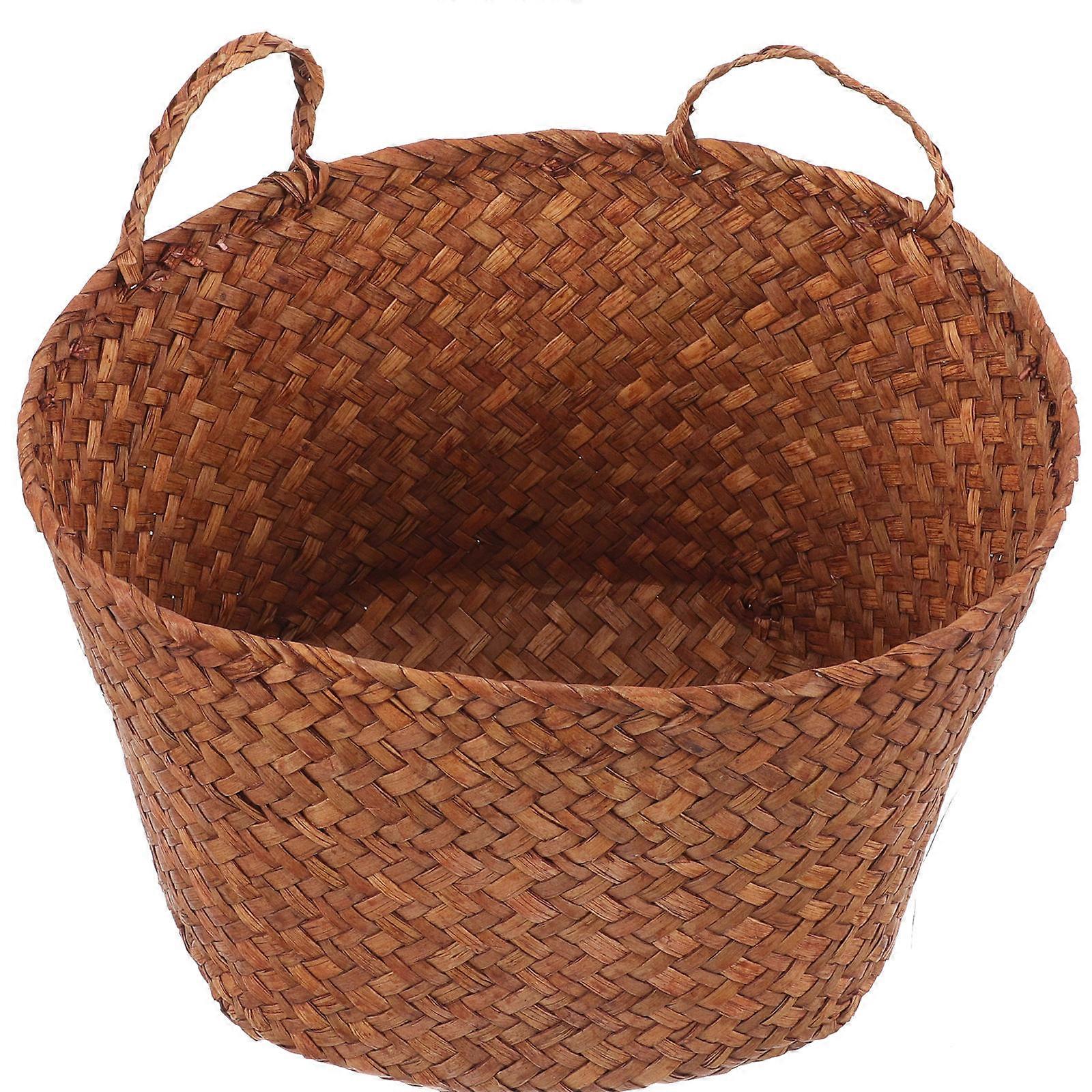Hand Woven Storage Basket with Cat Ears for Desktop Use