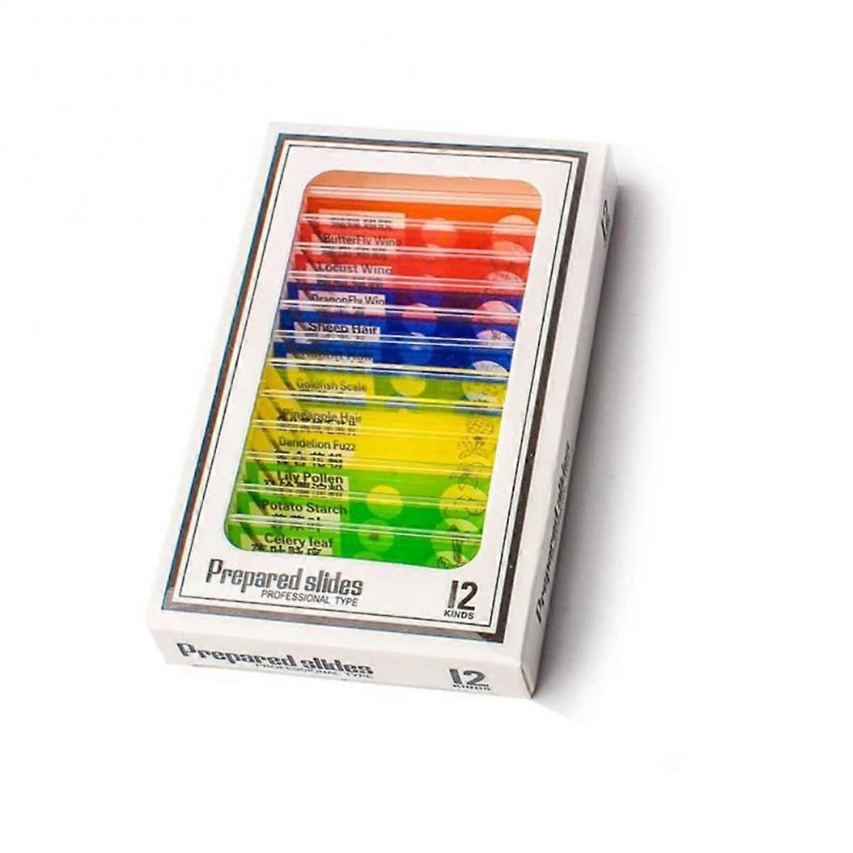 Microscope Adapter with 12pcs Plastic Prepared Slides for Biological Experiments, Random Color