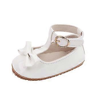 Itsun Baby Walking Shoes,Baby Girls Flats Shoes No-Slip Rubber Sole Infant Toddler Princess Wedding Dress Shoes White 6-9 Months