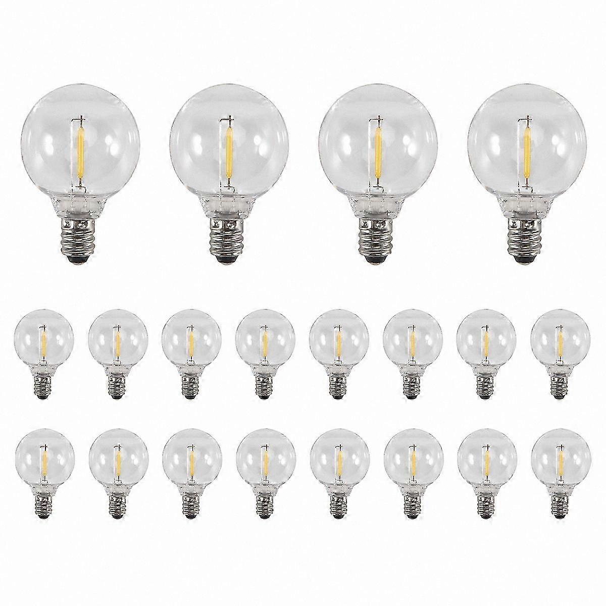 20-Pack E12 Base G40 LED Globe Bulbs, Shatterproof Replacement Lights for Solar String Decorative Lighting