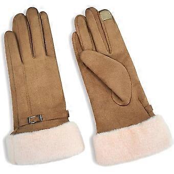 Thermische winterhandschoenen voor dames - Warme suède handschoenen voor koud weer en autorijden - Zachte, winddichte touchscreenwanten om mee te sms'en