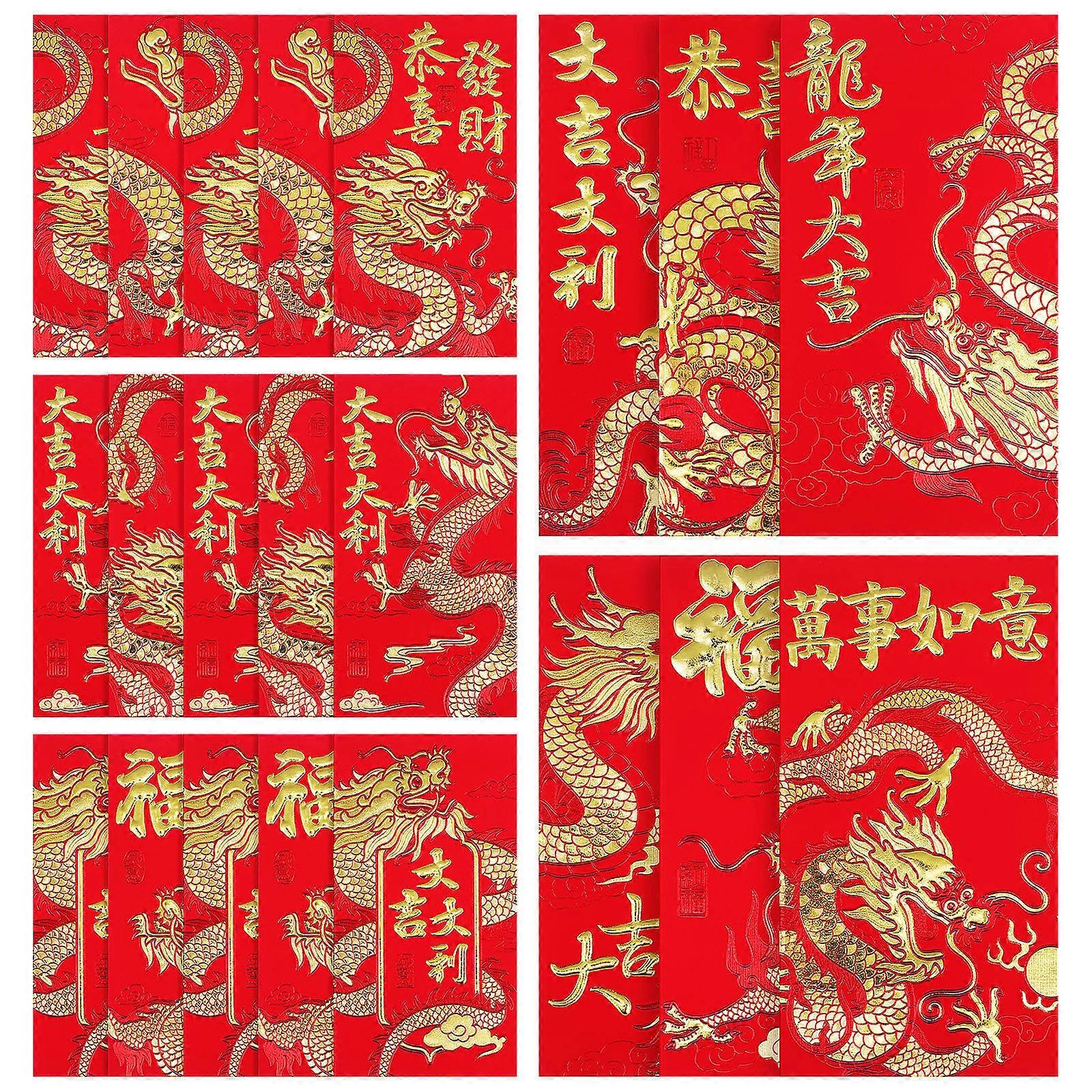 Dragon Pattern Envelope Red Envelopes for Storage 72Pcs Paper Material