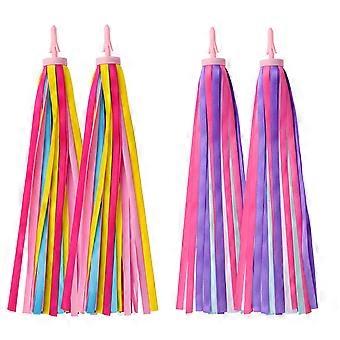 BESPORTBLE 2 paia di stelle filanti per bici Nastro manubrio Bambini Scooter Nappe Bambini Ragazze Ragazzi Bici Manubrio Giocattolo (Giallo Rosa, Viola Rosa)