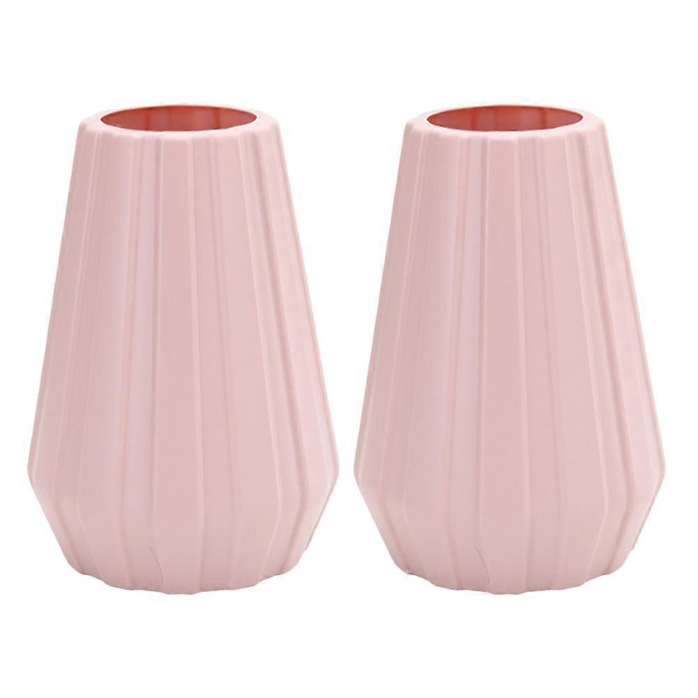 Pink Flower Container for Decor 2Pcs Plastic Flower Pot Set