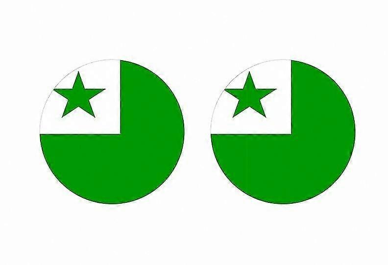 2x Round Sticker Badge Flag Esperanto Symbol