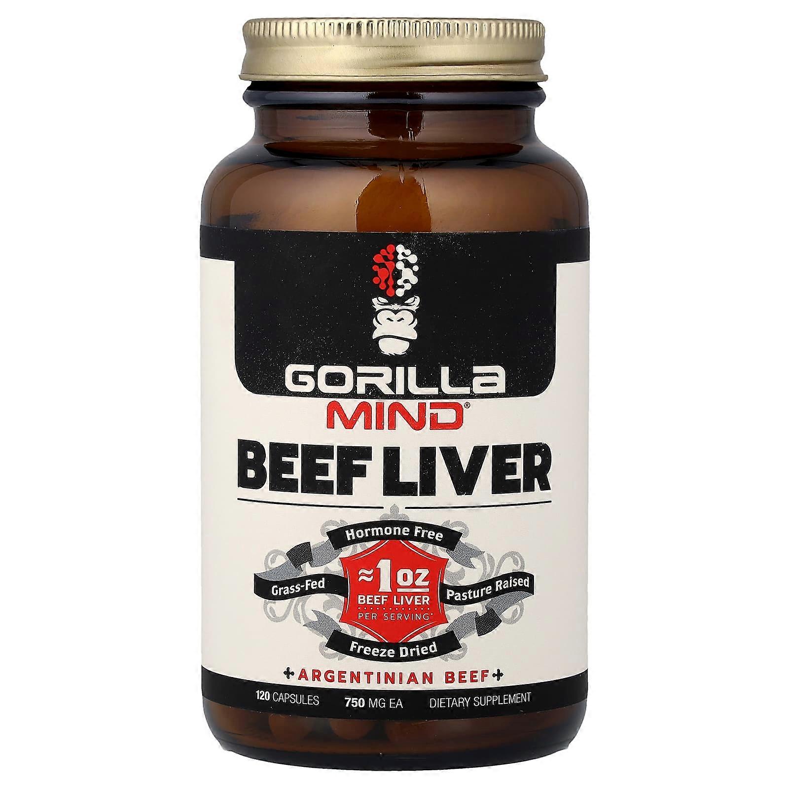 Gorilla Mind, Beef Liver, 750 mg, 120 Capsules