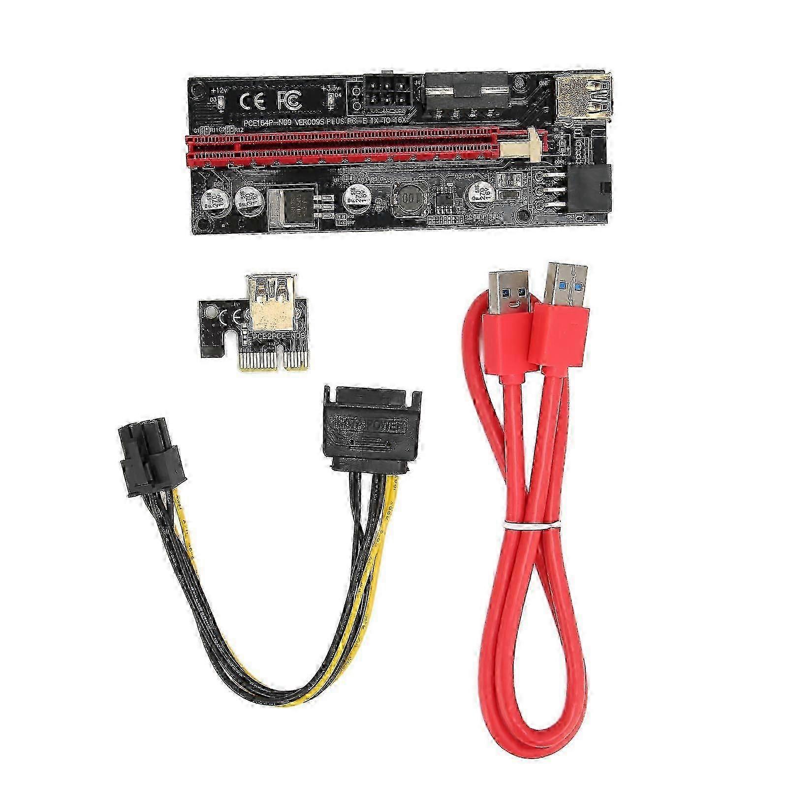 PCIE 1X to 16X Riser Card 4 Solid Capacitors 6 PIN Interface USB Cable Fixed Buckle Design PCIE GPU Riser Express Cable