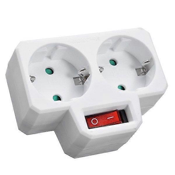 250V Double Double Socket with Switch Contact Plug White