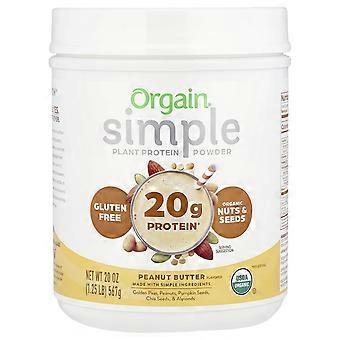 Orgain, Simple, Plantaardig Eiwitpoeder, Pindakaas, 20 oz (567 g)