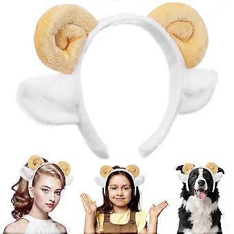 Pluche schapen hoorn hoofdband schattige dierlijke oren haar hoepel geit hoorn hoofdband voor bruiloft cosplay feest vieringen haaraccessoires
