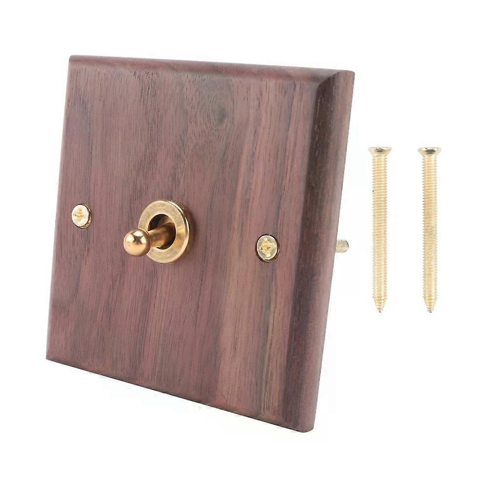 2X(Retro American Industrial Light Socket, Solid Wood Brass Toggle Plate1628