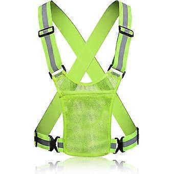 Reflektierende Weste, verstellbar, hohe Sichtbarkeit, Sicherheitsausrüstung mit Tasche zum Laufen, Radfahren, Nachtspaziergängen