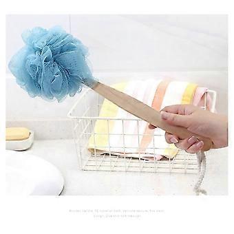 Bath Flower with Handle Wooden Scrubber for Bathing Use 4Pcs Set