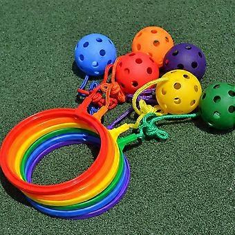 6 Pcs Kids Swing Ball Rainbow Colors - Skip Ball Toy Set