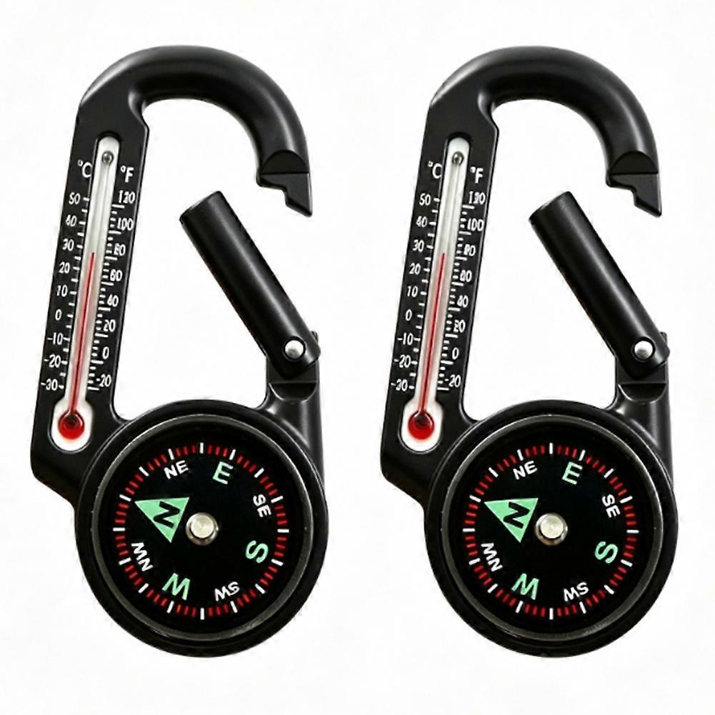 2 Pack Multifunction Compasses Carabiner with Thermometers for Outdoor, Hiking, Camping Multifunctional Compass