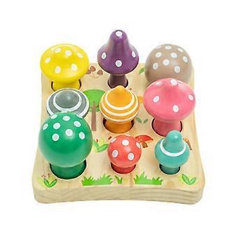 Wooden Mushroom Matching Educational Toy 9Pcs Colorful Mushrooms Early Learning Fine Motor Skills Tr